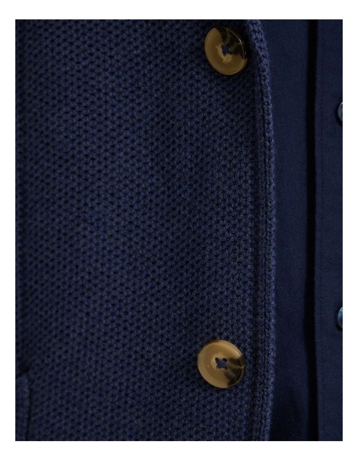 Fernando Cotton Boxy Cardigan in Navy image 6