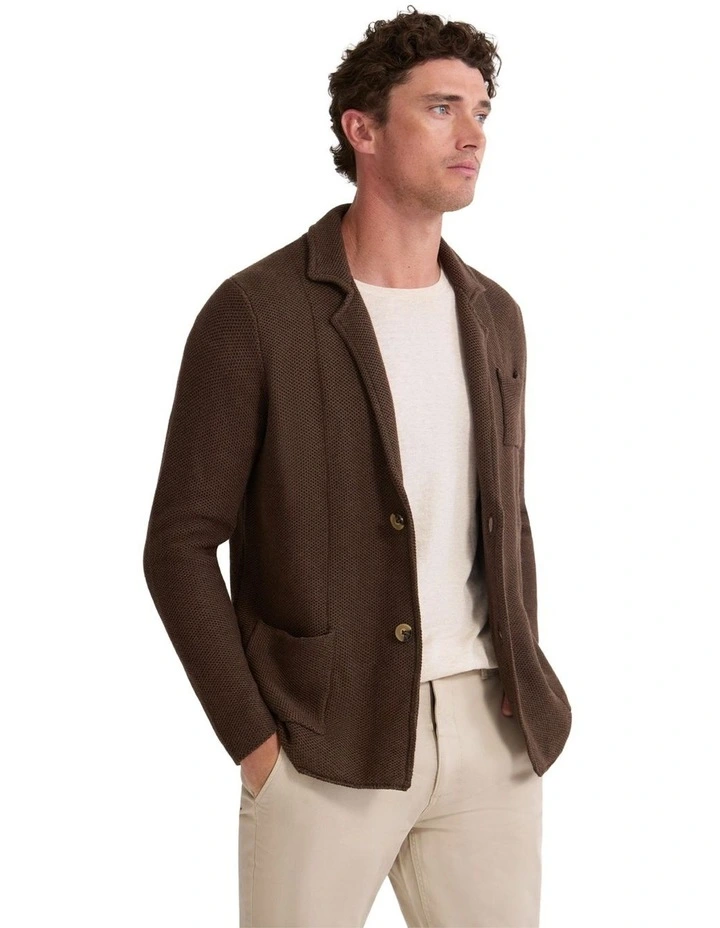 Fernando Cotton Boxy Cardigan in Chocolate image 3