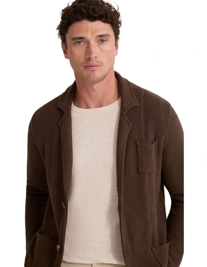 Fernando Cotton Boxy Cardigan in Chocolate image 4