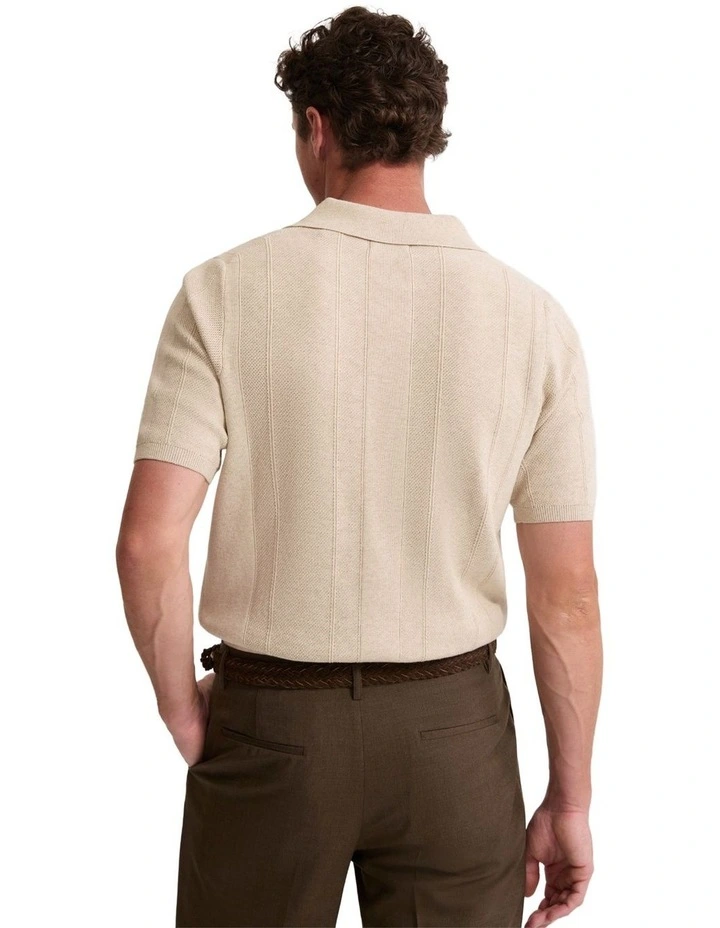 Remy Zip Neck Polo T-shirt in Pebble image 2