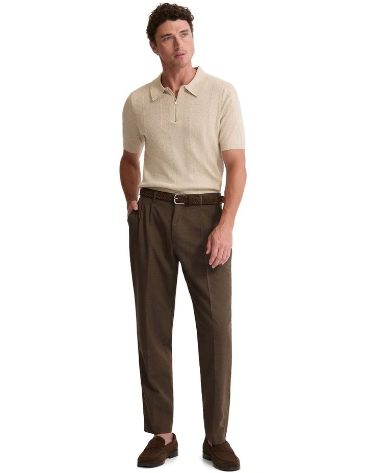 Remy Zip Neck Polo T-shirt in Pebble image 5