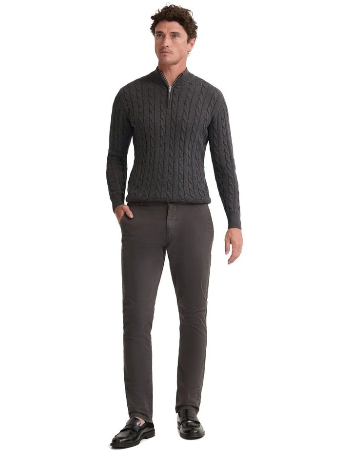 Marlon Zip Neck Cable Knitwear in Charcoal image 5