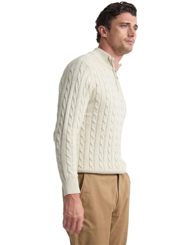 Marlon Zip Neck Cable in Ecru image 3