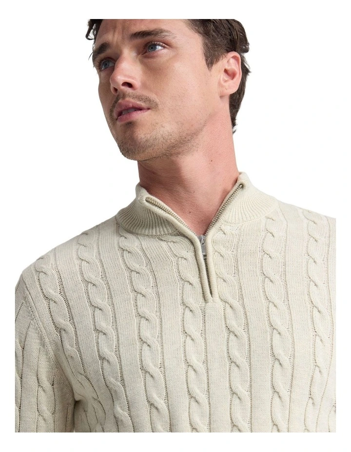 Marlon Zip Neck Cable in Ecru image 4