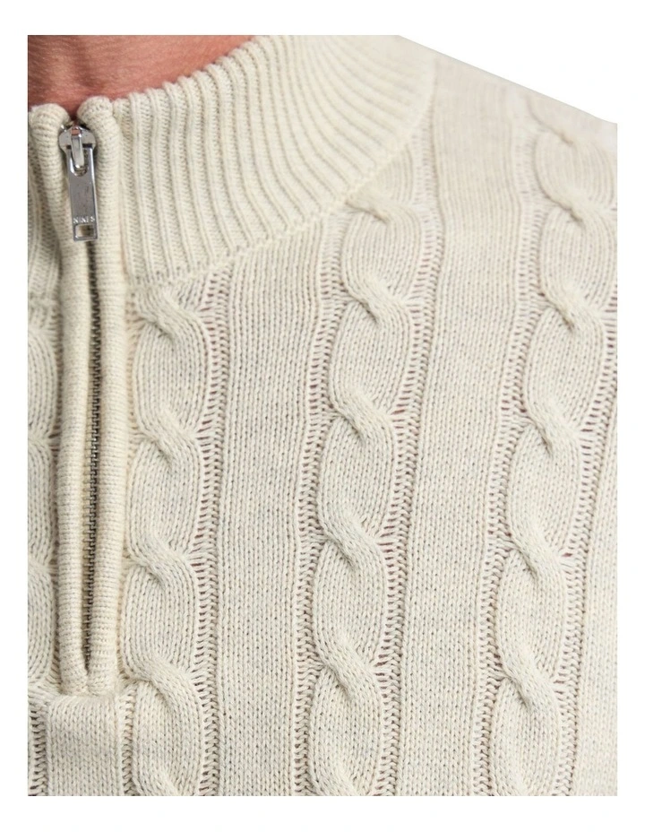Marlon Zip Neck Cable in Ecru image 6