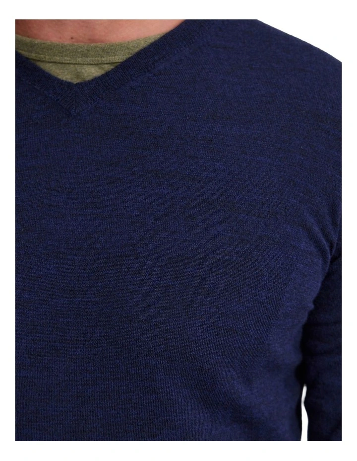 Basic V-Neck Pure Wool Pullover in Navy image 6