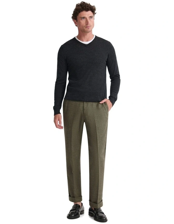 Basic V-Neck Pure Wool Pullover in Charcoal image 5