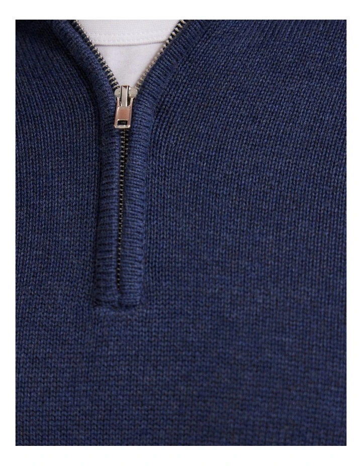 Robert Zip Neck Knit Pullover in Navy image 6