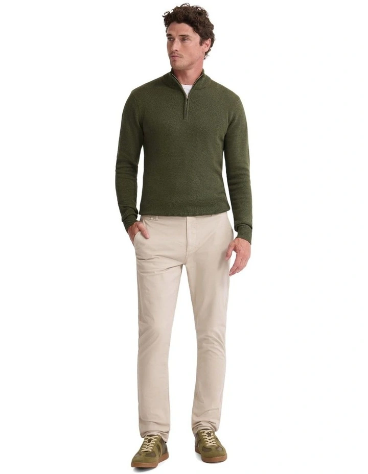 Robert Zip Neck Knit Pullover in Olive image 5