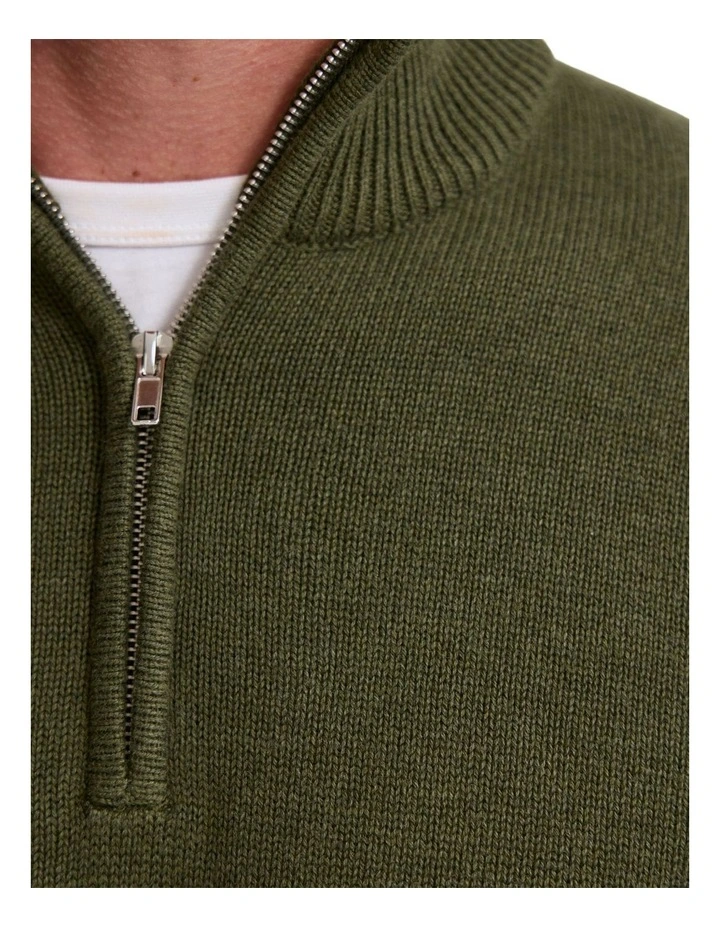 Robert Zip Neck Knit Pullover in Olive image 6
