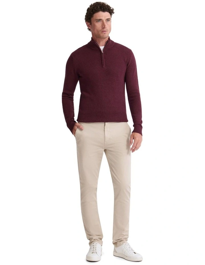 Robert Zip Neck Knit Pullover in Merlot image 5