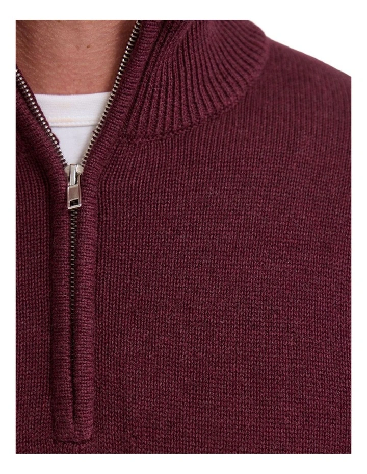 Robert Zip Neck Knit Pullover in Merlot image 6