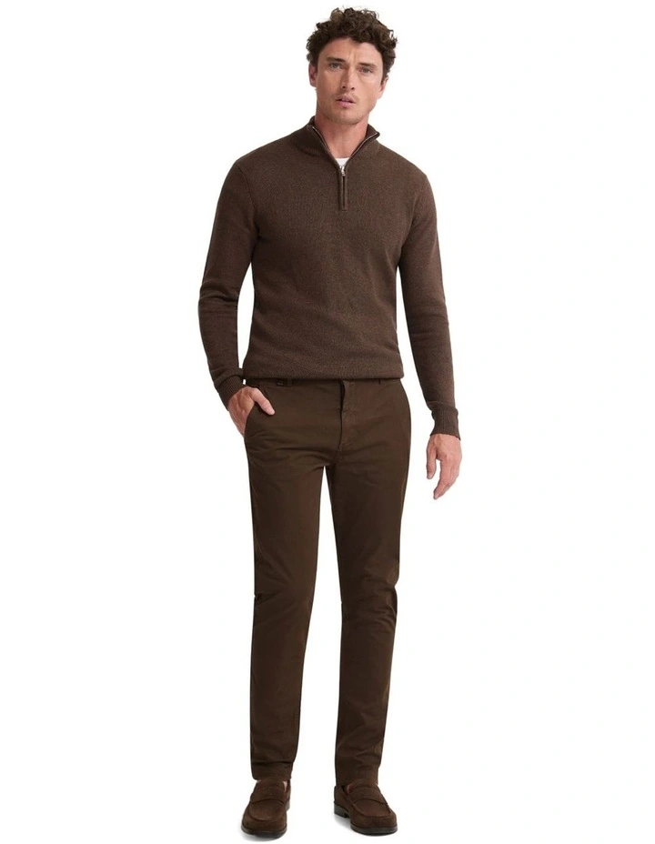 Robert Zip Neck Knit Pullover in Chocolate image 5