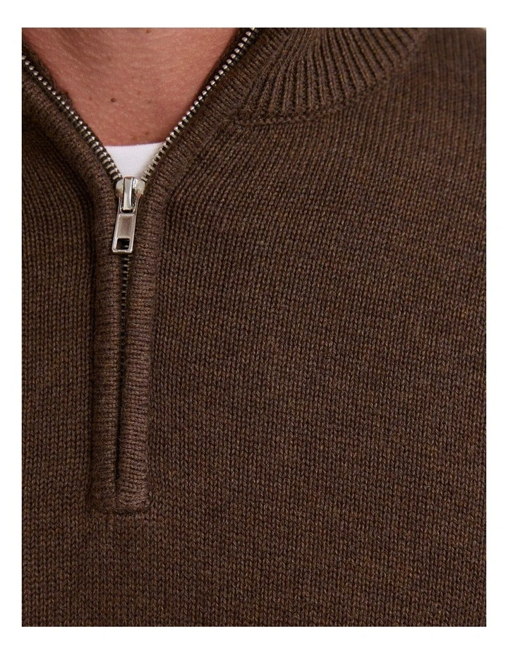 Robert Zip Neck Knit Pullover in Chocolate image 6