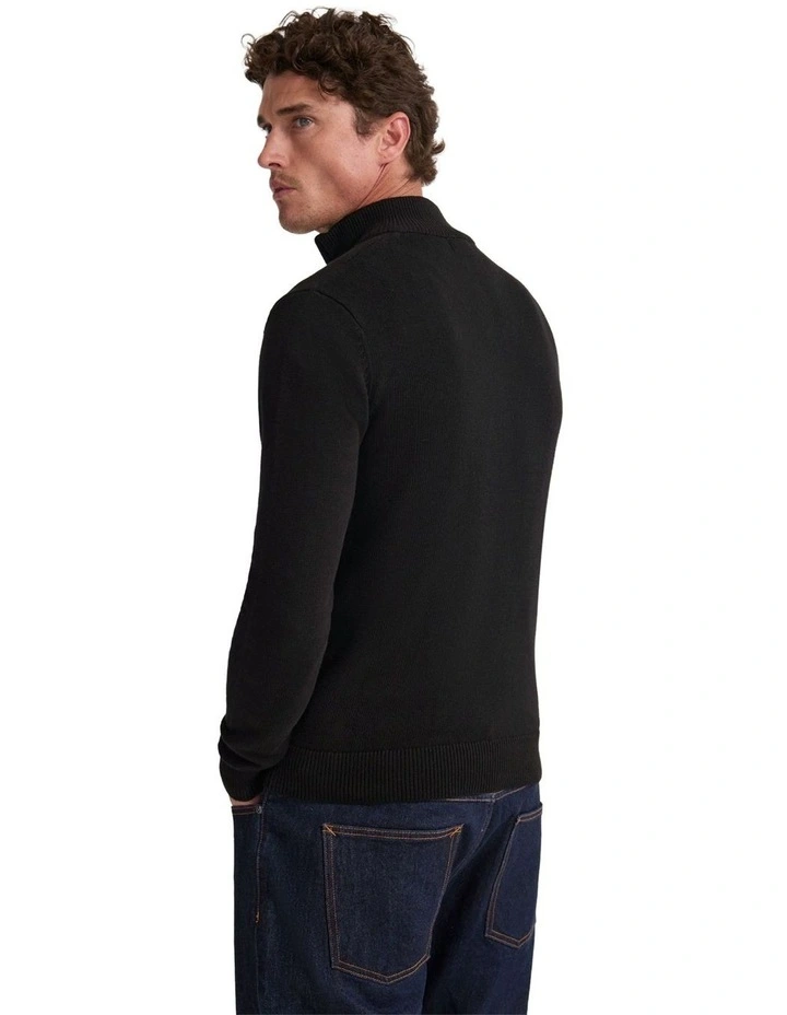 Robert Zip Neck Knit Pullover in Black image 2