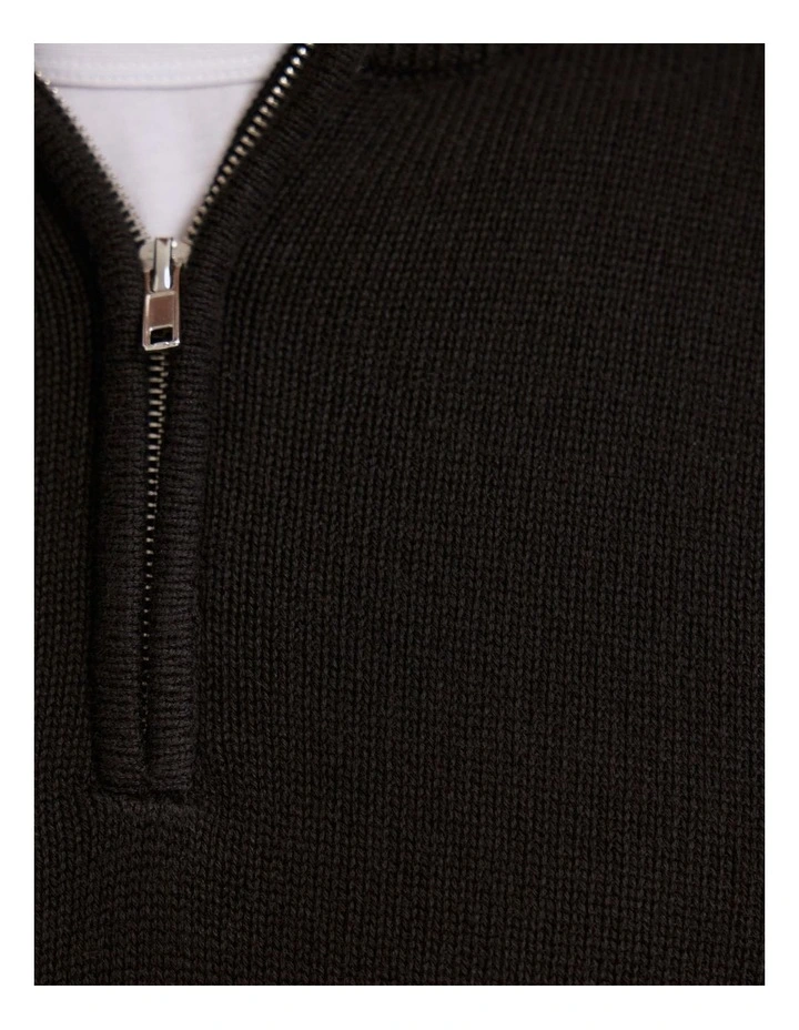 Robert Zip Neck Knit Pullover in Black image 6