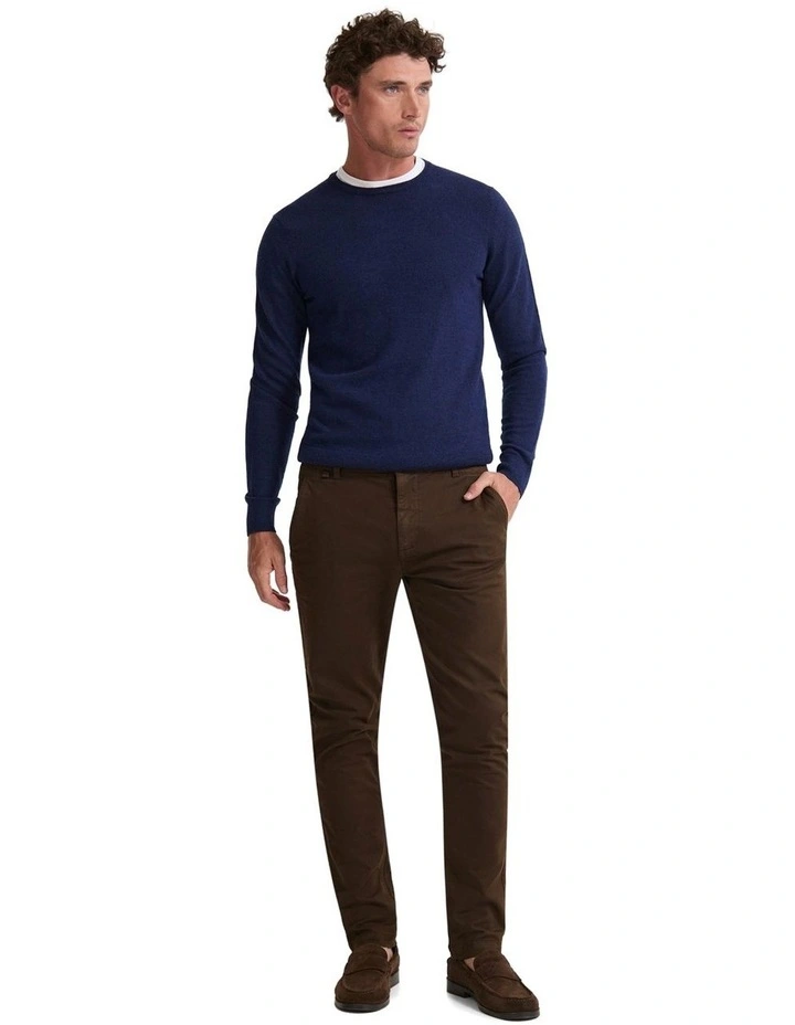 Crew Neck Pure Merino Wool Pullover in Navy image 5