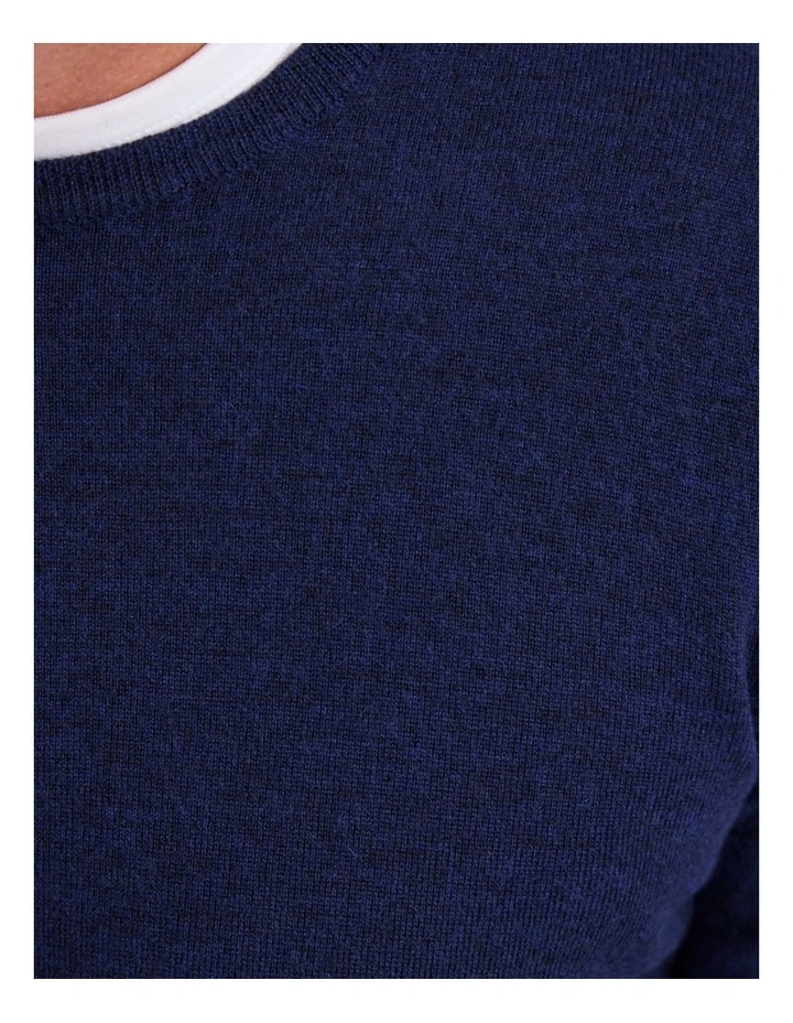Crew Neck Pure Merino Wool Pullover in Navy image 6