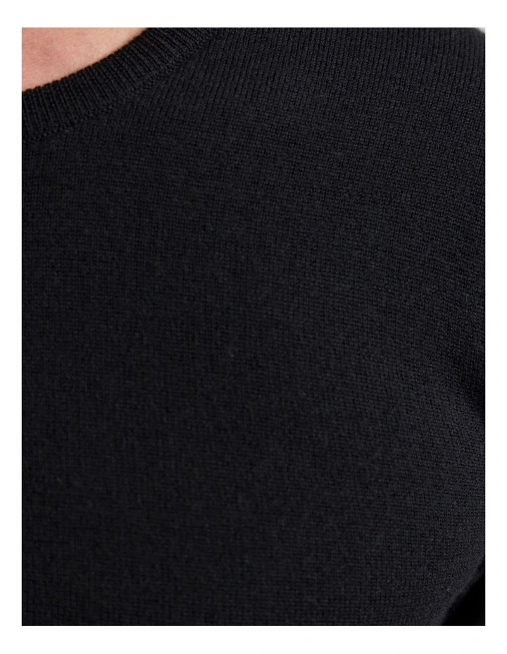 Crew Neck Pure Merino Wool Pullover in Black image 6