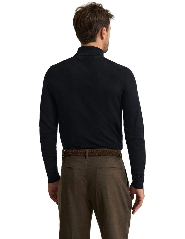 Aaron Turtle Neck Merino Pullover in Black image 2