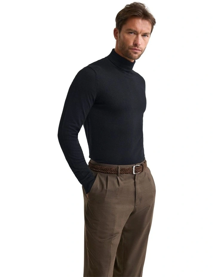 Aaron Turtle Neck Merino Pullover in Black image 3