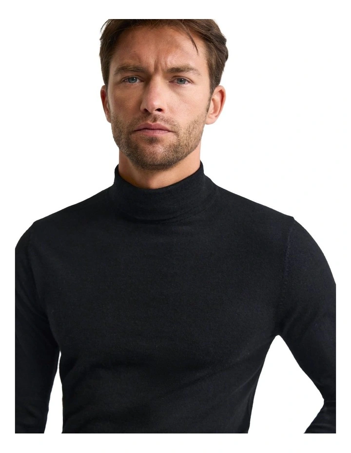 Aaron Turtle Neck Merino Pullover in Black image 4