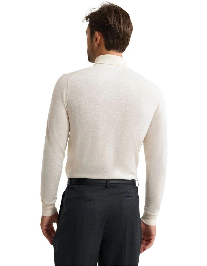 Aaron Turtle Neck Merino Pullover in Winter White image 2