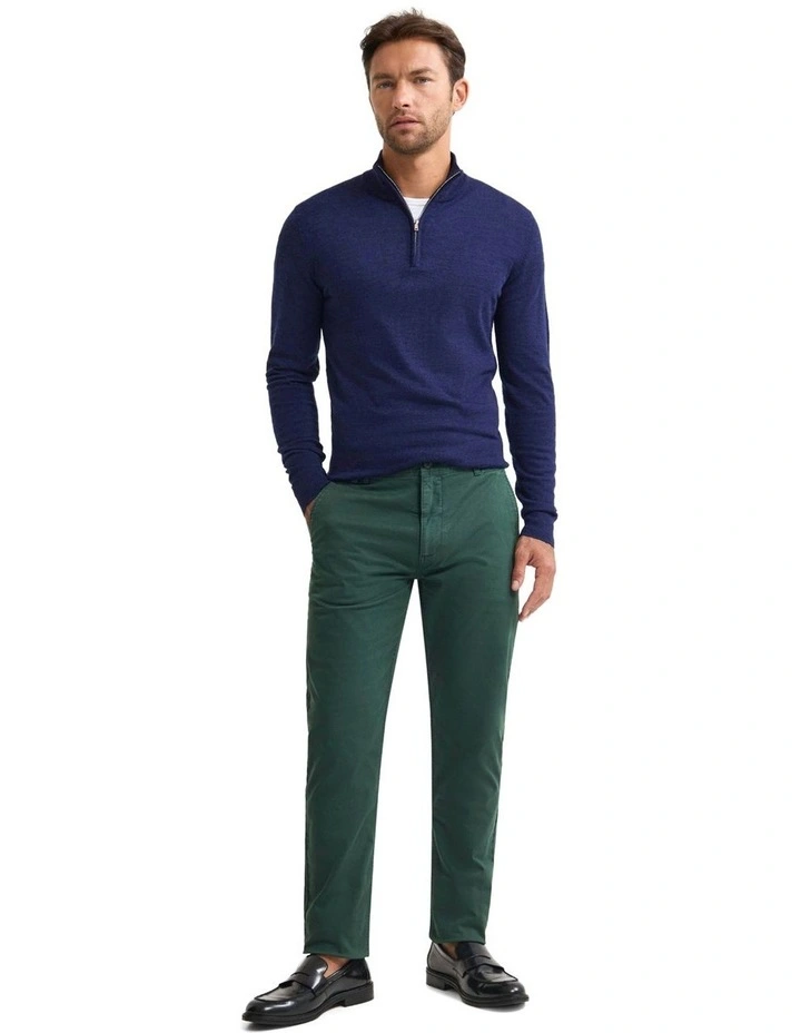 Merino Zip-Neck Wool Pullover Jumper in Navy image 5