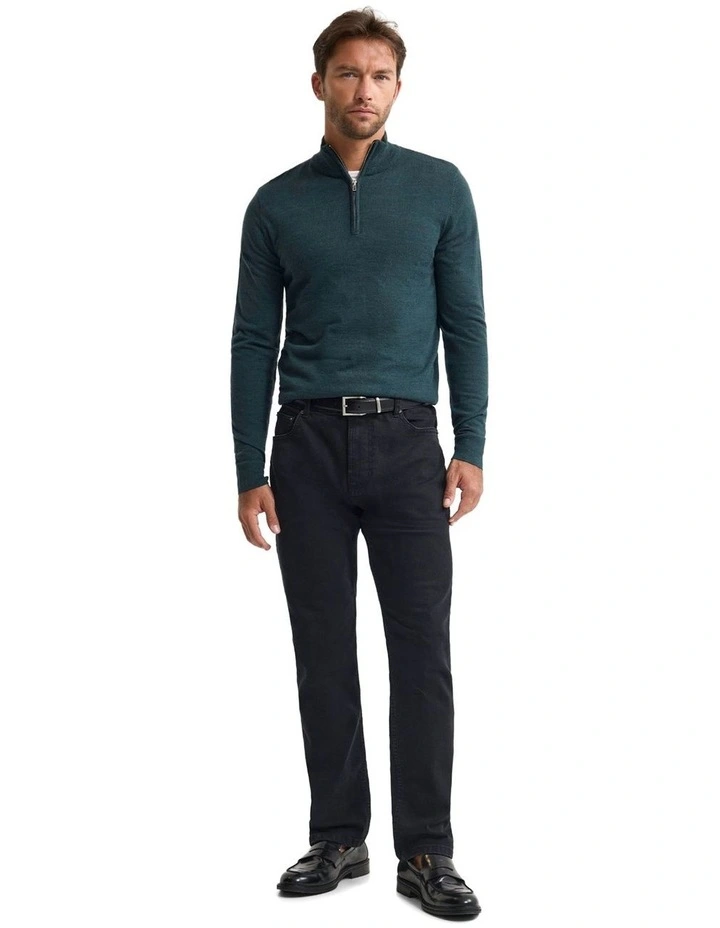 Merino Zip-Neck Wool Pullover Jumper in Forest image 5