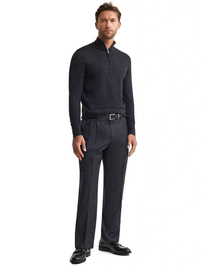 Merino Zip-Neck Wool Pullover Jumper in Charcoal image 5