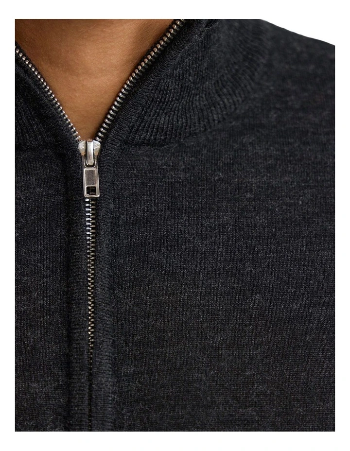 Merino Zip-Neck Wool Pullover Jumper in Charcoal image 6