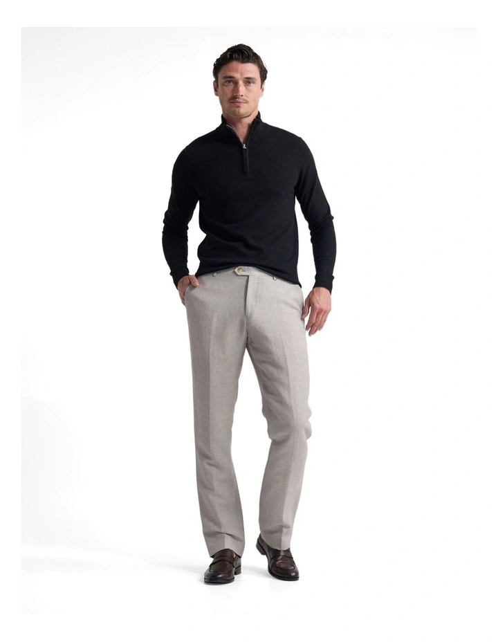 Merino Zip-Neck Wool Pullover in Black image 5