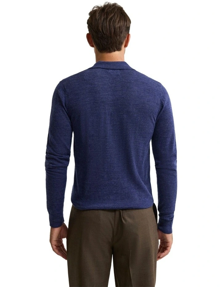 Blair Polo Collar Merino Knit in Denim image 2
