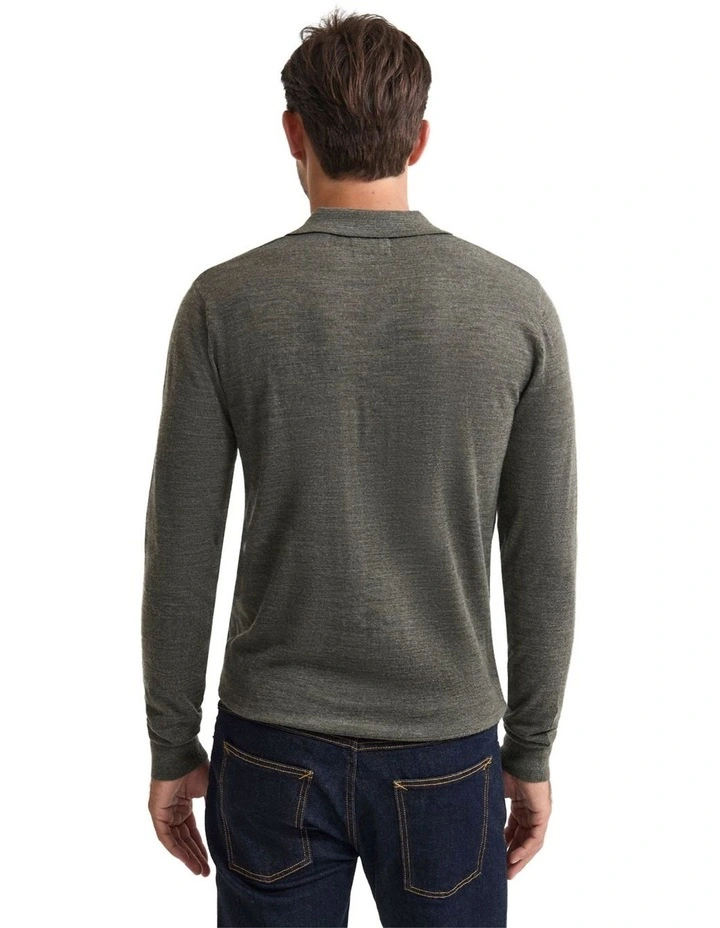 Blair Polo Collar Merino Knit Sweater in Olive image 2