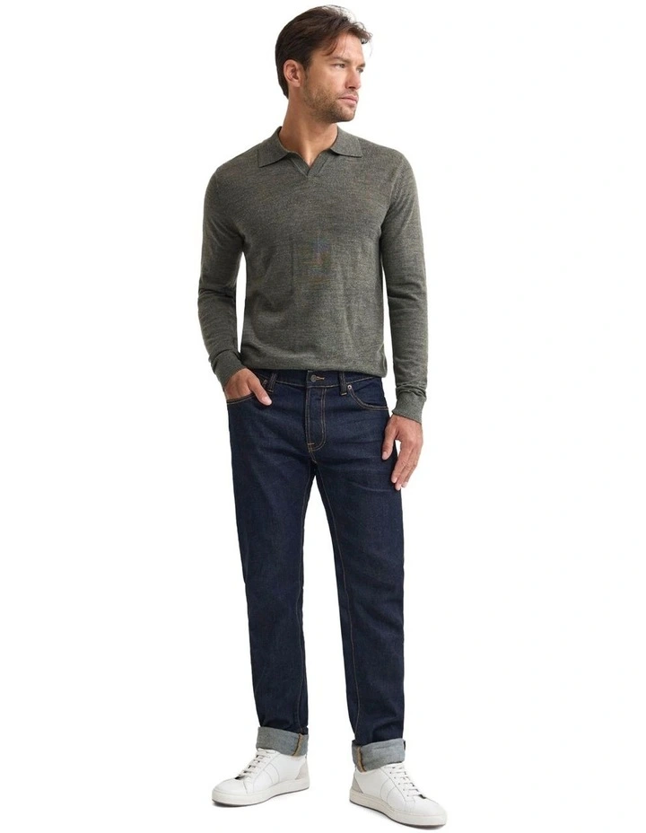 Blair Polo Collar Merino Knit Sweater in Olive image 5