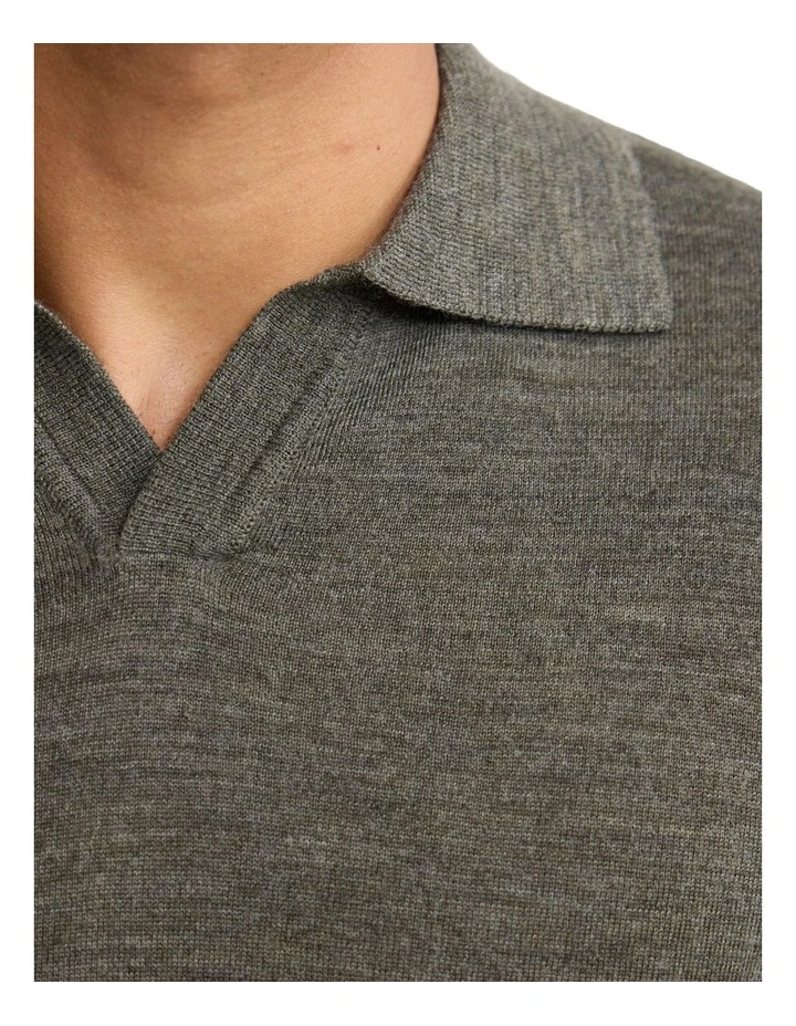 Blair Polo Collar Merino Knit Sweater in Olive image 6