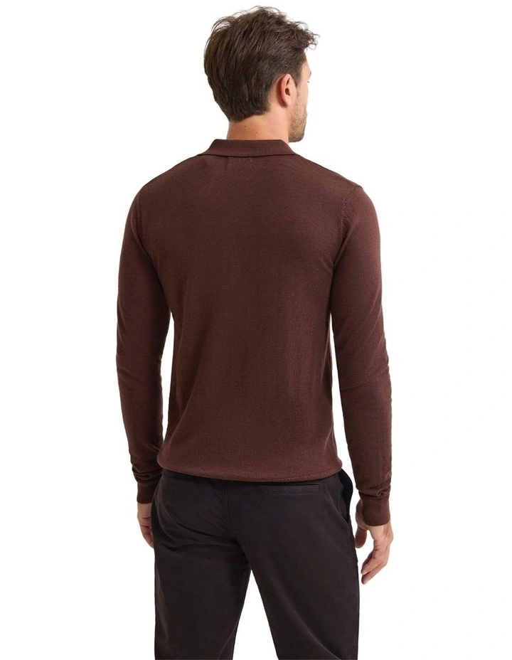 Blair Polo Collar Merino Knit Sweater in Chestnut image 2