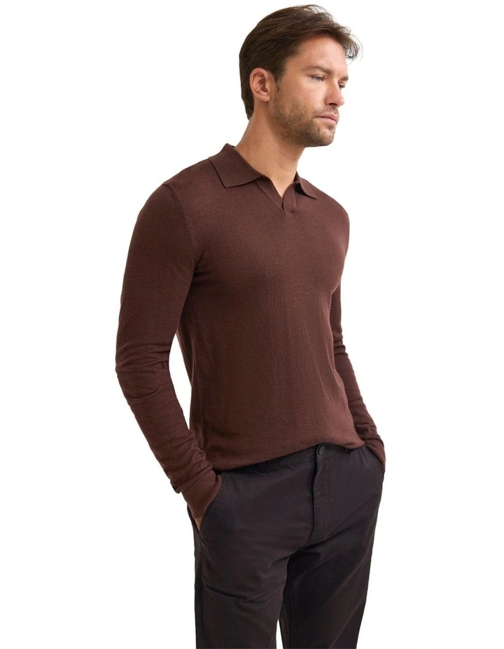 Blair Polo Collar Merino Knit Sweater in Chestnut image 3
