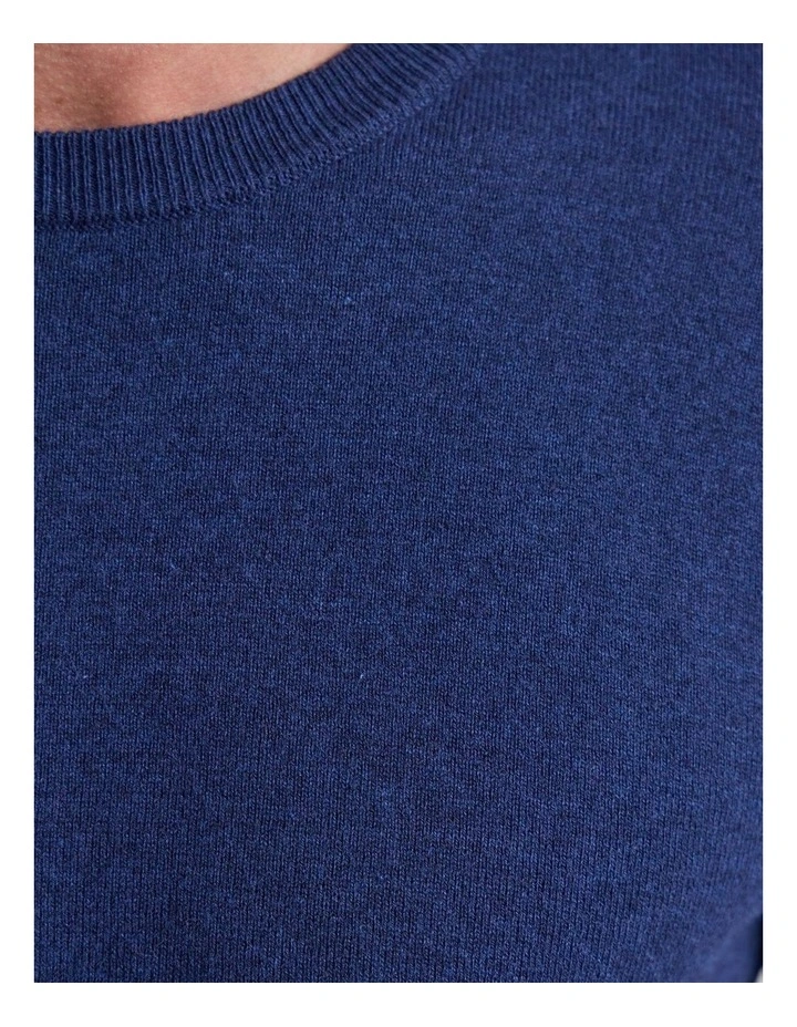 Cotton Cashmere Crew Neck Knit in Navy image 6
