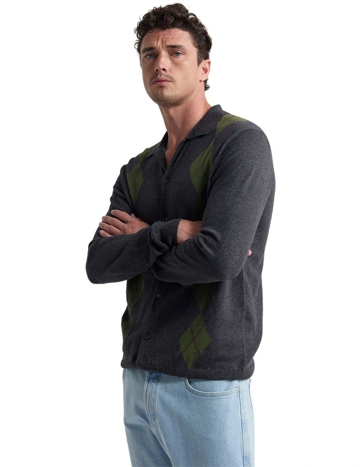 Justin Argyle Cardigan in Charcoal image 3