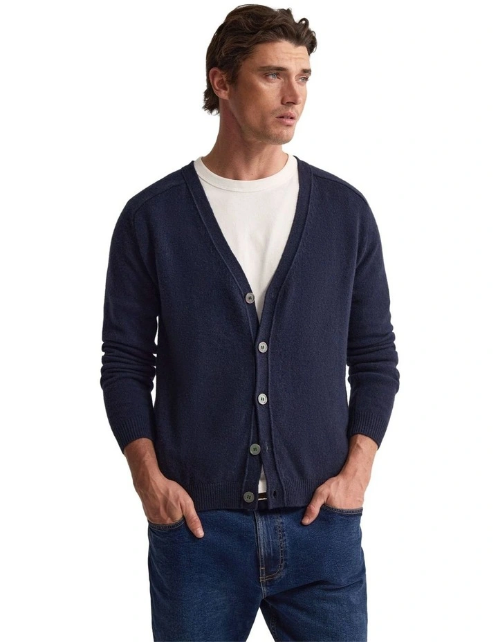 Benedict Wool Cardigan in Navy image 1
