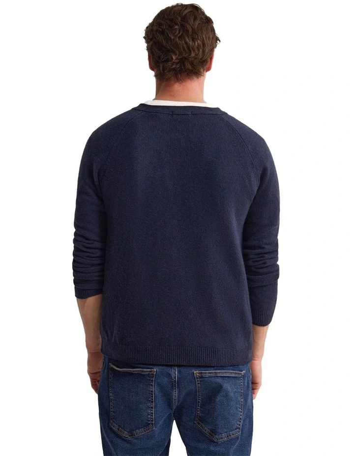 Benedict Wool Cardigan in Navy image 2