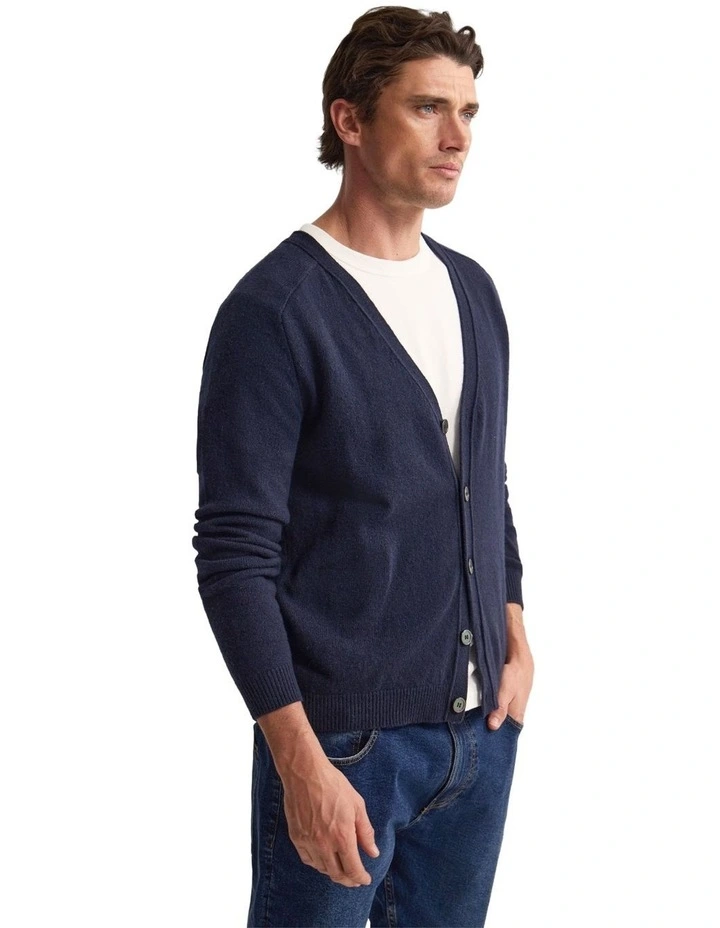 Benedict Wool Cardigan in Navy image 3
