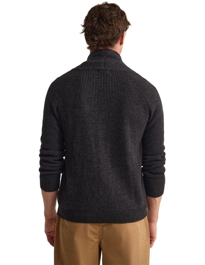 Caleb Wool Cardigan in Charcoal image 3