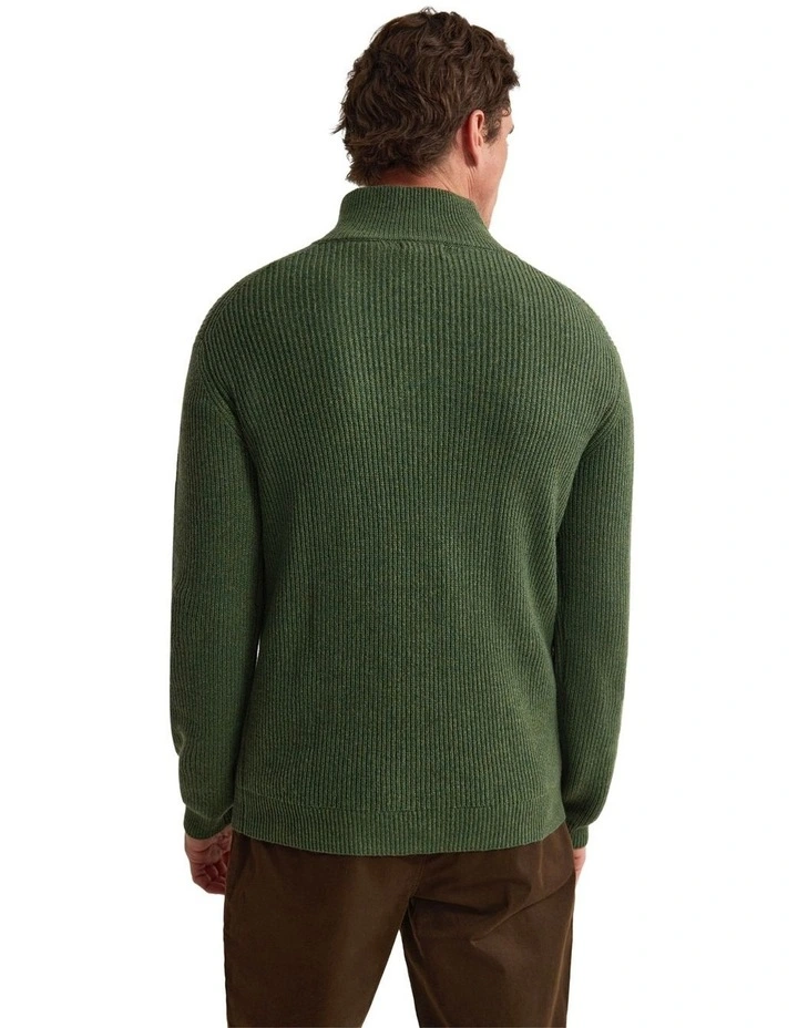 Ryan Zip Neck Knit in Green image 2