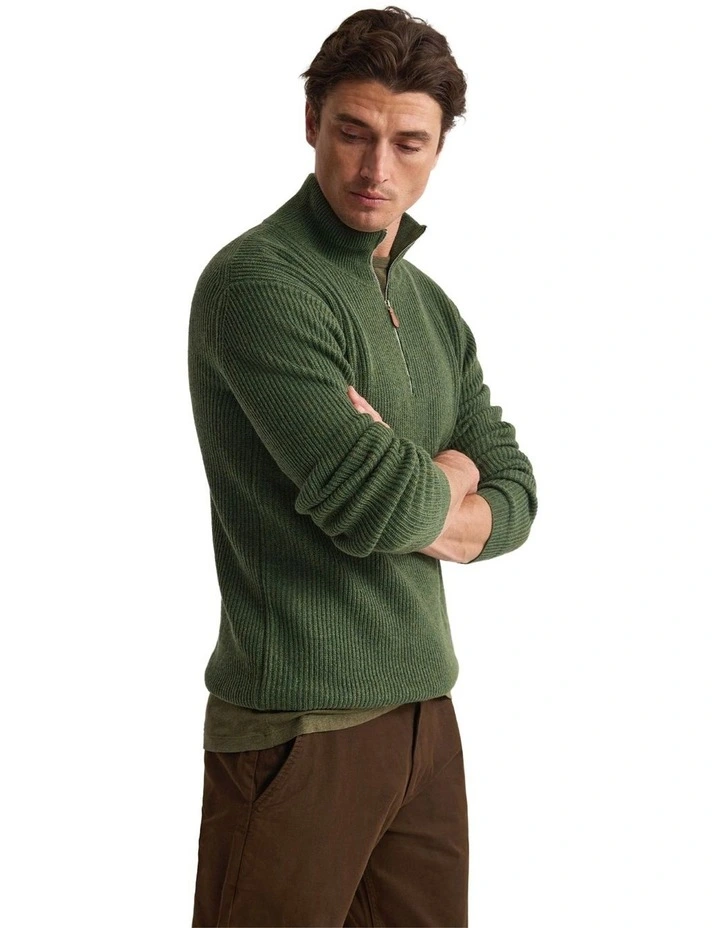 Ryan Zip Neck Knit in Green image 3