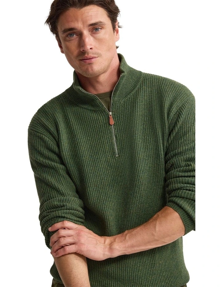 Ryan Zip Neck Knit in Green image 4