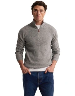 Ryan Zip Neck Knit in Grey