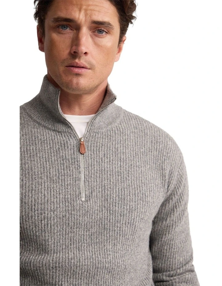 Ryan Zip Neck Knit in Grey image 4