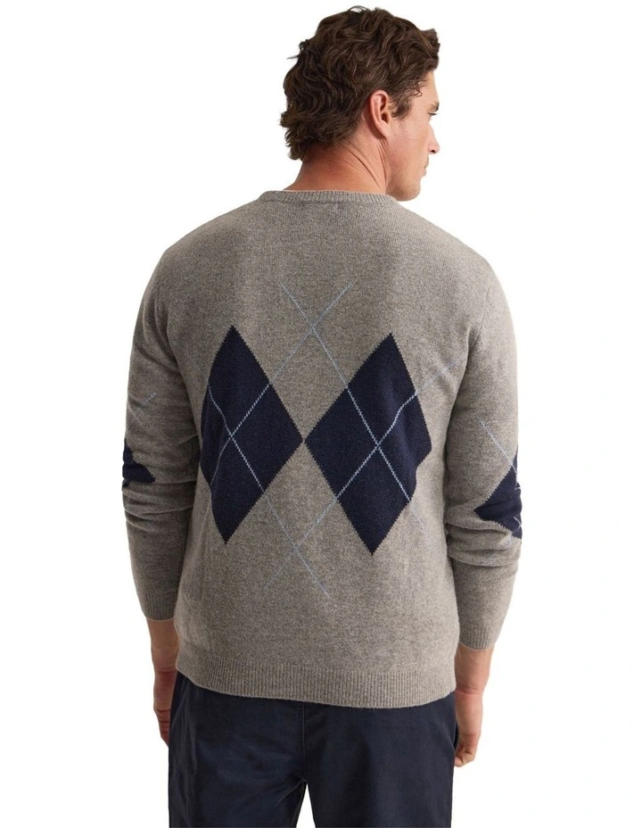 Anton Wool Argyle Crew Neck in Grey image 2